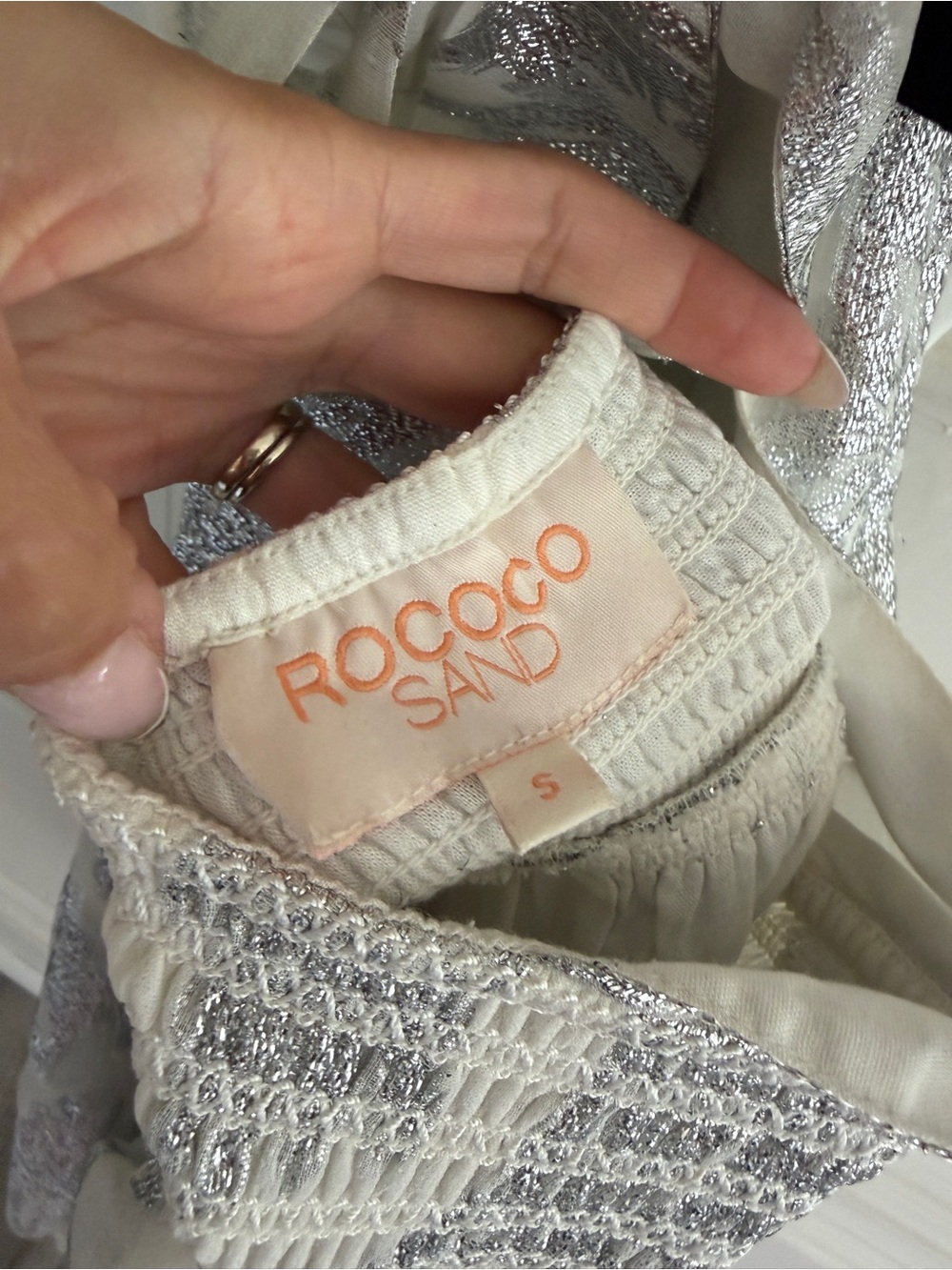 Rococo Sand Cream Dress with Silver Accents - Picture 6 of 7